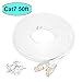 Cat7 Ethernet Cable 50 ft Shielded (STP), AULLOV High Speed Flat RJ45 Cat-7/Category 7 Internet LAN Computer Patch Cord Cable, Faster Than Cat5/Cat6-50 Feet White (15 Meters) primary