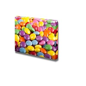 Canvas Prints Wall Art - Beautiful Colorful Sweet Candies Spreading Pastry | Modern Wall Decor/Home Art Stretched Gallery Wraps Giclee Print & Wood Framed. Ready to Hang - 12" x 18"