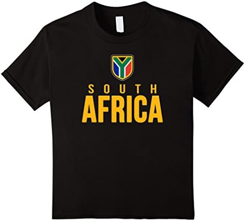 Kids South Africa T-shirt South African Flag Tee Rugby Soccer 8 Black