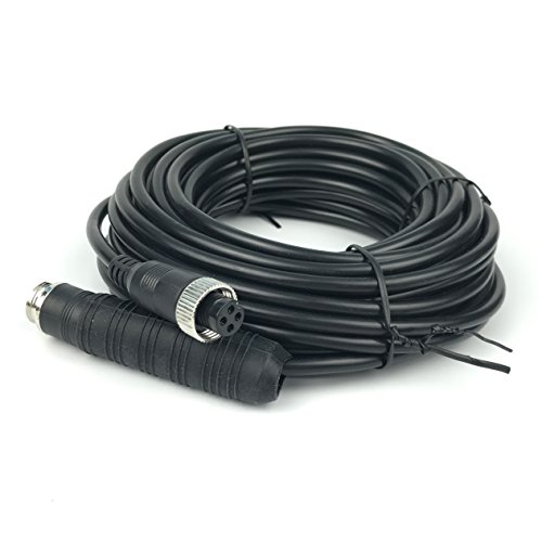 15Meters(50FT) Car 4-Pin Aviation Video Extension Cable for CCTV Rearview Camera Truck Trailer Camper Bus Motorhome Vehicle Backup Monitor Waterproof Shockproof System 15Meters Black - Thumbnail 5