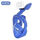 Unigear 180Â° Full Face Snorkel Mask -Panoramic View with Detachable for GoPro Mount and Earplug,Anti-Fog Anti-Leak Snorkeling Design for Adults and Youth (Kids Blue, XS)