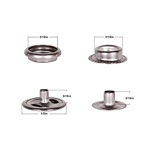 80 Pieces Stainless Steel Fastener Snap Set, Include Button Stud Socket and Eyelet,12.55mm Cap