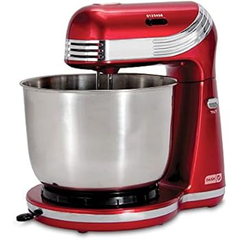 Dash Stand Mixer (Electric Mixer for Everyday Use): 6 Speed Stand Mixer with 3 qt Stainless Steel Mixing Bowl, Dough Hooks & Mixer Beaters for Dressings, Frosting, Meringues & More - Red