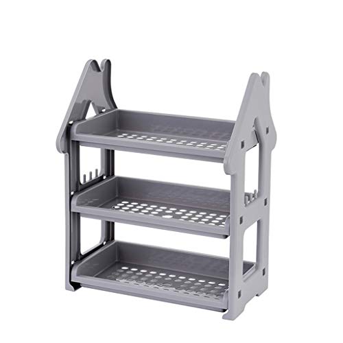 Shan-S Spice Rack Shelves, 3-Tier Plastic Desktop Storage Rack, Countertop Storage Organizer for Kitchen and Bathroom Spice Bottle Jars Holder Food Cabinet Storage,Kitchenware Seasoning Container - Thumbnail 2