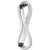 CableMod Pro ModFlex Universal 12V-2x6 PCIe Cable (White, 16p to 16p, 90&deg;B) | Paracord Pro Series. 16-pin to 16-pin, 60cm. 12V-2x6 StealthSense connector. Any PSU with native 12V-2x6 output.