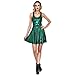 Lesubuy Green Shiny Mermaid Tail Fish Scales Women's Sleeveless Pleated Skater Dress Medium