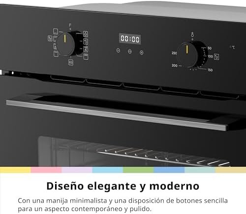 ' Horno Pizza Eléctrico Empotrable Multifunción, Convección, 1 Bandeja y 1 Rejilla, Limpieza Aquactiva, 70L, 7 Funciones, Ventilador de, Cavidad Esmaltada, Puerta Fría, CBO70M80D2-BK [Clase A]