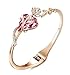 Sllaiss Rose Gold Plated Pink Crystal Cuff Bangle Bracelets for Women Birthday Jewelry Gift for Her Made with Swarovski Crystals