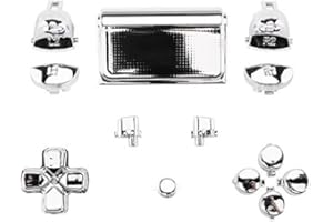 eXtremeRate Custom D-pad R1 L1 R2 L2 Triggers Touchpad Action Home Share Options Buttons for p s 4 Controller, Chrome Silver Full Set Buttons Repair Kit for p s 4 Slim Pro CUH-ZCT2 Controller