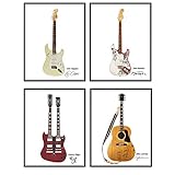 Famous Rock Star Guitars Wall Art Print Poster Set