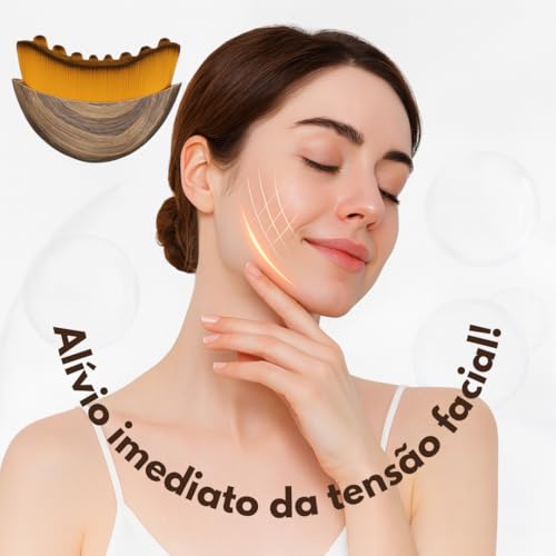 Escova Lifting Facial para Drenagem – Massageador de Contorno, Estimula Circulação, Reduz Inchaço e Modela Queixo & Mandíbula – Design Ergonômico, Cerdas Ultra Macias, Uso Diário ou Spa