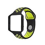 KADES Fitbit Blaze Soft Silicone Band and Stainless Steel Frame with Innovation Pin-and-tuck Closure, Medium/Large Size (Black/Fluorescent Yellow Band + Black Frame)