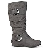 Brinley Co Women's Augusta-02wc Slouch Boot, Grey Wide Calf, 9 M US