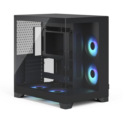 Fractal Design Pop 2 Vision Black RGB PC‑Gaming‑Gehaeuse mit Panoramaglas – Dual‑Kammer‑Design – 4 RGB‑Reverse‑Luefter – ATX/E‑ATX/mATX/ITX