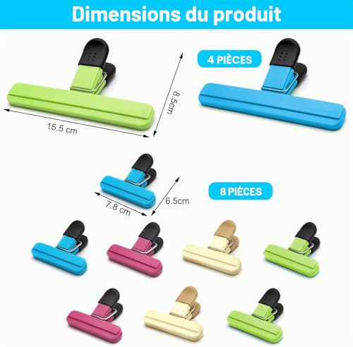 Food Tongs 12 Pieces Reusable Food Bag Plastic Closure Bag Clip for Bags for Kitchen Office Garage