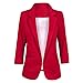 Face N Face Women's Cotton Rolled Up Sleeve No-Buckle Blazer Jacket Suits Large Wine Red