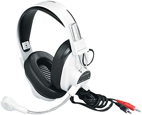 Califone 3066Av Deluxe Multimedia Stereo Wired Over-The-Head Headset 3.5Mm Plug Black White