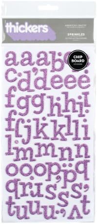 American Crafts Thickers Glitter Chipboard Letter Stickers, Sprinkles Lavender