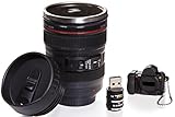 Camera Lens Coffee Mug, 13.5 Oz :: Exact Replica of Canon EF 24-105mm Lens :: Comes with 16GB USB Flash Drive :: Durable PVC & Stainless Steel :: Great Gift Set for Photographers by Indie Camera Gear