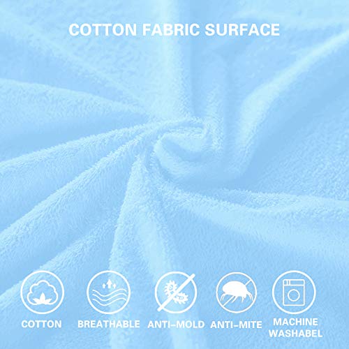 Bedecor Waterproof (Top and around) Mattress Protector Cotton Deep Pocket 30cm - Single (90x190/200cm) - Blue