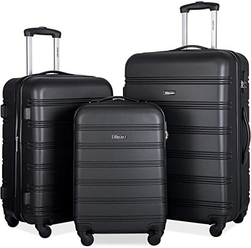 Merax Travelhouse Luggage Set 3 Piece Expandable Lightweight Spinner Suitcase (Black_1)