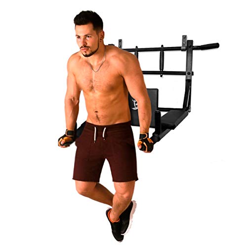 Wandmontage Pull Up Bar en Dip Station Multi-Grip Chin Up Bar Dip Stands Compacte Power Tower voor Indoor Thuis Gym… - Image 8