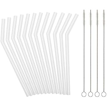 Reusable Clear Silicone Straws for Toddlers & Kids - 12 pcs Flexible Short Drink 6.7