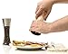 PREMIUM Salt or Pepper Grinder Brushed Stainless Steel Professional 5 Grade Precision Ceramic Rotor With Clear 7.5Inch Tall Glass Bottle 6 Ounce Volume