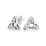 Tiny Irish Triquetra Celtic Trinity Knot Tiny Stud Earrings For Women For Men Oxidized 925 Sterling Silver
