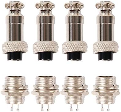 Aviation Connector Plug Elitee 2 pin 12mm Male Female Panel Metal Aviation Wire Connector Plug 4 Pairs