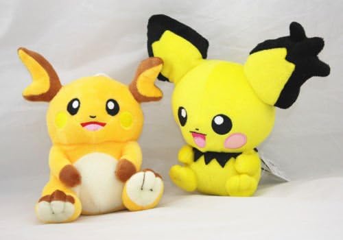 2x Pokemon Raichu &amp; Pichu Pikachu Character Stuffed Animal Doll Plush Toy New