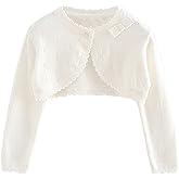 Baby Girls Cardigan Sweater Bolero Shrugs Toddler Kids Knitted Long Sleeve Button Closure Cropped Dress Up Jacket Tops