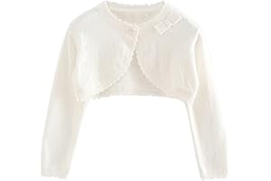 MICCINA Baby Girls Cardigan Sweater Bolero Shrugs Toddler Kids Knitted Long Sleeve Button Closure Cropped Dress Up Jacket Tops