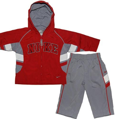 Amazon Co Jp Nike ナイキ 男の子用レッドxグレー長袖シャカシャカジップアップフード付きジャケット上下2点セット 12months 12ヶ月用 80cm 赤ジャンパー お祝いギフト プレゼント 紺アウター 防寒対策 並行輸入 服 ファッション小物