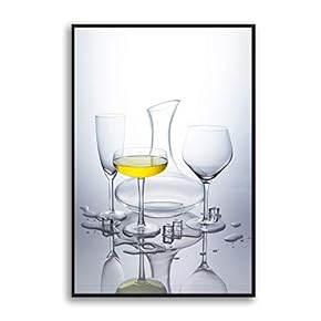 Framed Canvas Wall Art Wine Glass Canvas Prints Home Artwork Decoration for Living Room,Bedroom - 16x24 inches
