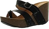 Refresh MARA-01 Women's Slide On Comfort Criss Cross Platform Wedge Sandal