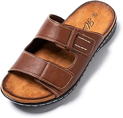 Ciabatte Uomo Estive Mare Spiaggia Sandali Uomo Estivi Pantofole Uomo Estive Piscina in Eco-Pelle SU8711-8 (Marrone Caramello, 40)