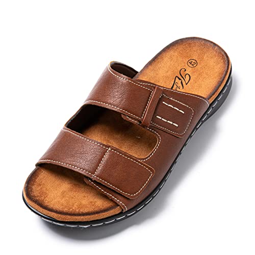 Ciabatte Uomo Estive Mare Spiaggia Sandali Uomo Estivi Pantofole Uomo Estive Piscina in Eco-Pelle SU8711-8 (Marrone Caramello, 40)