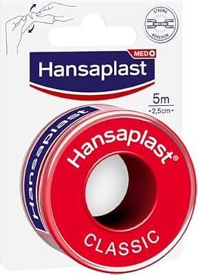 Hansaplast Fixierpflaster Classic (5 m x 2,5 cm), Tapeband zur einfachen und sicheren Fixierung von Wundverbänden, Heftpflaster Rolle mit starker Klebekraft.
