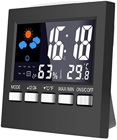 Indoor Hygrometer With Alarm Clock Multifunctional Humidity Gauge Thermomete With Color Digital LCD Display Room Thermometer Humidity Hygrometer Monitor Sensor