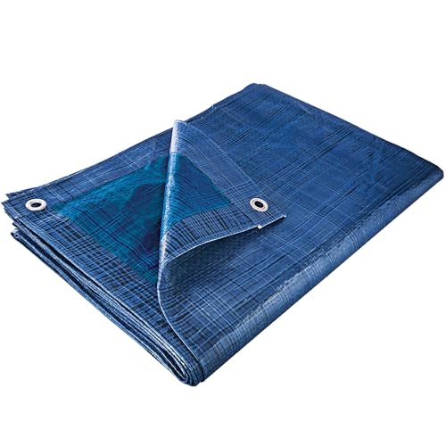 Provence Outillage Bâche de Protection - Bache étanche - Bache extérieure - Bache Imperméable - 1298 - Bâche armée tressée - 3 x 5 m - 68 g/m2 - Bleue - Munie d'œillets métalliques