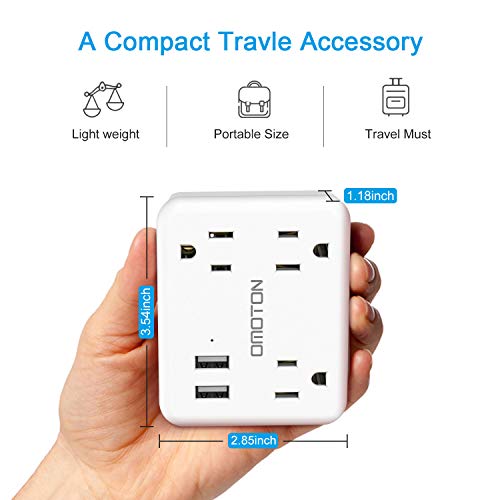 Cruise Power Strip No Surge Protector, OMOTON Travel Wall Tap with 3