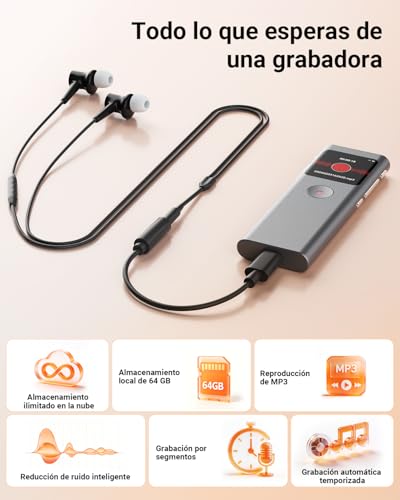 NUASI Digital Voice Recorder with Write Function, Summarizing and AI Noise Reduction, 64GB Voice Recorder with ChatGPT 5, App Control, 90+ Languages for Conference