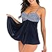 Leadmall Women’s Push Up Swim Dress | Ladies Elegant Crossover Stripe Two Piece Bikini | Tankini Tummy Cover Up Swimsuitthumb 3