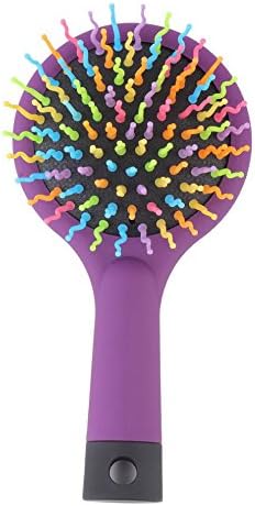 Rainbow Portable Detangling Hair Brush With Back Mirror for Wet Or Dry Hair