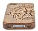 SunSmart Unique Handmade Natural Wood Hard Wooden Case Cover for iPhone 4 4S (Walnut-Compass)