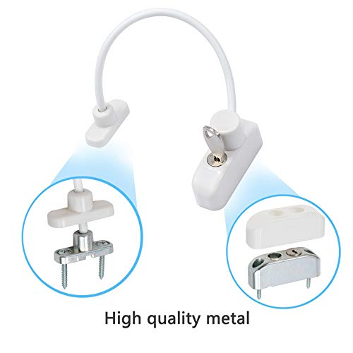 Kamtop Window Restrictor Locks 4 Packs Security Cable for Child Baby Safety Window Locks Door Locks with Screws Keys