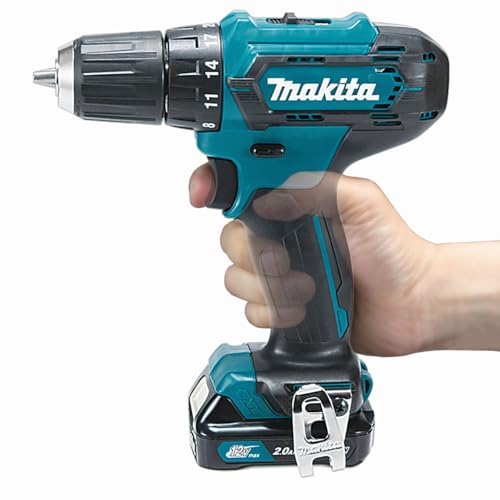 Makita DF333DSAE Akku-Bohrschrauber 12 V max. / 2,0 Ah, 2 Akkus + Ladegerät im Transportkoffer, Schwarz, Blau