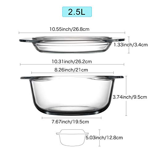 Clear Round Glass Casserole Dish With Glass Lid Oven Safe Glass