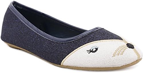 Simply Petals Toddler Little Girls Animal Dress Shoes - Sparkle Glitter Ballet Flats (3 Little Kid, Navy)